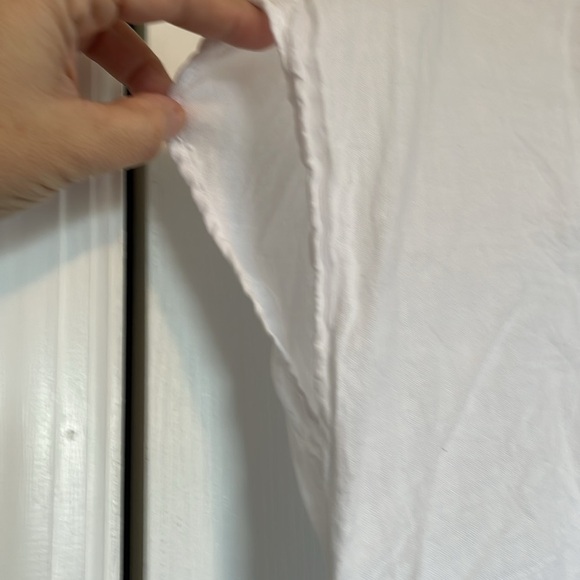 Women’s Talbots Sz MP cap sleeve linen tunic nautical white blue striped v neck - Picture 7 of 10